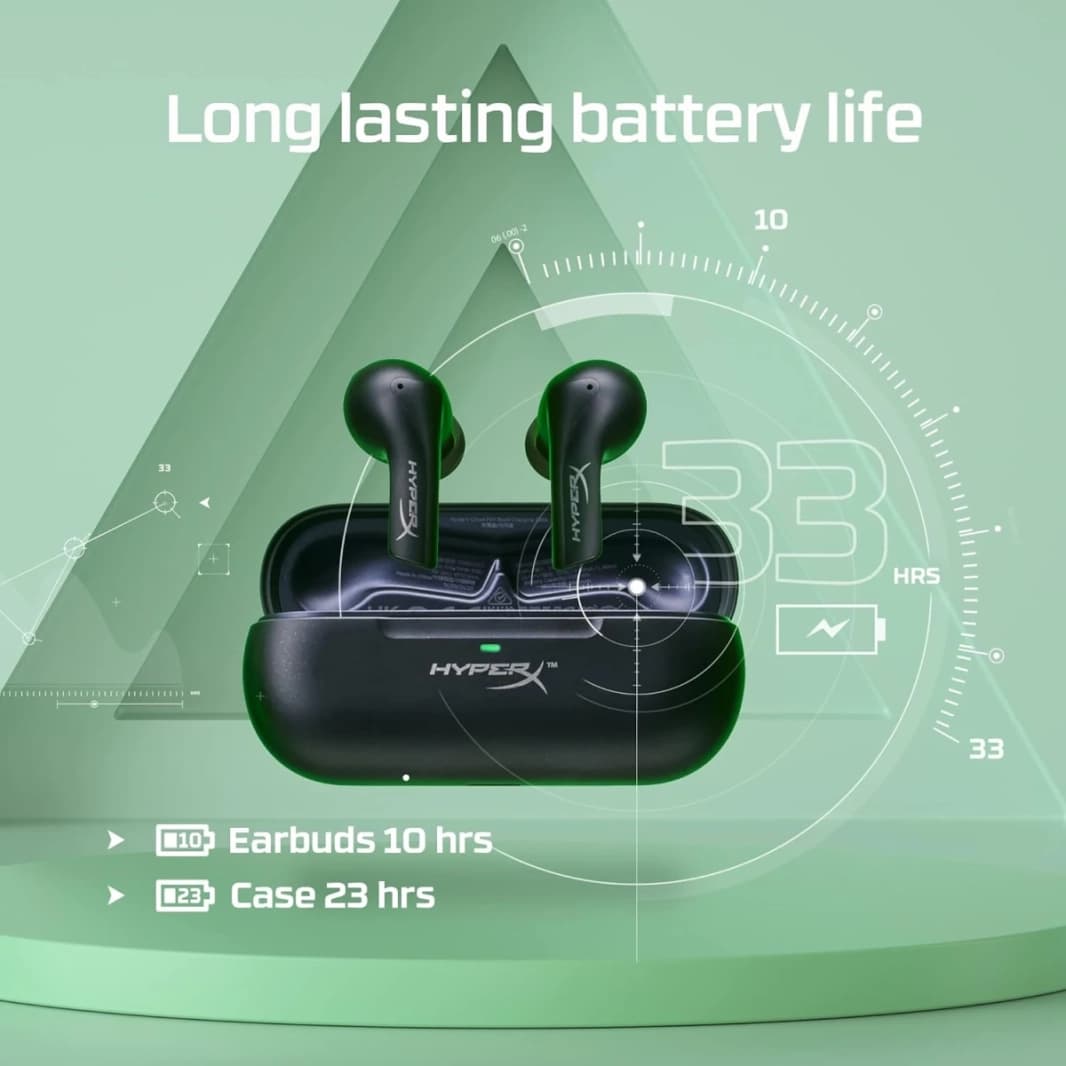 براعم Hyperx Cloud Mix Buds True Wireless & Bluetooth بطارية طويلة الأمد 12 مم برامج تشغيل أذن سيليكون تصل إلى 23 ساعة