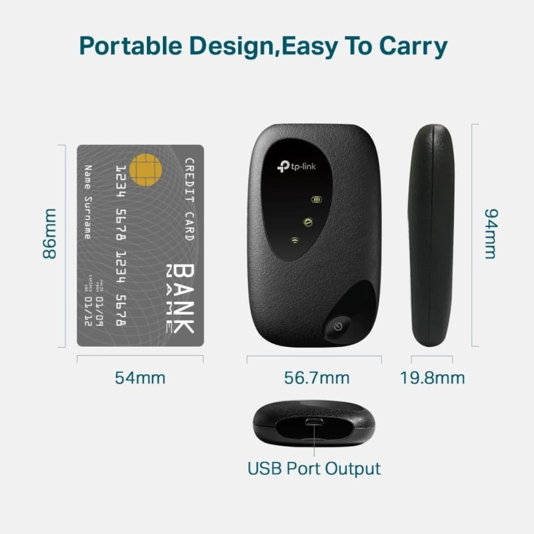 نقطة اتصال تي بي لينك M7200 Cat4 LTE للسفر المحمول Mi-Fi مع ما يصل إلى 300 ميجابت في الثانية ما يصل إلى 10 أجهزة قابلة لإعادة الشحن عمر يصل إلى 8 ساعات إدارة سهلة للبطارية تطبيق tpMiFi