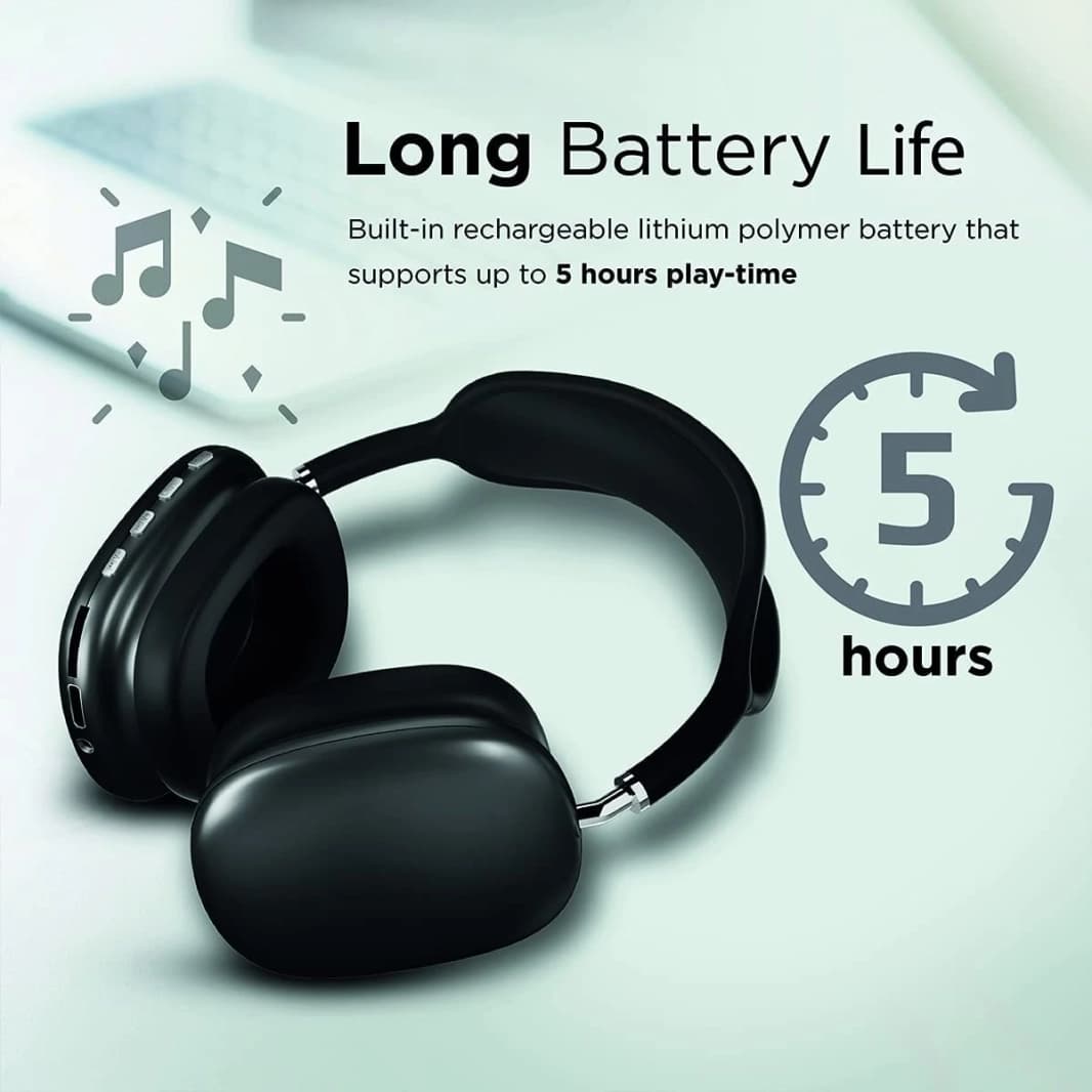 PROMATE AIRBEAT WIRE و LOGELOLY ON ON EAR قابلة للتعديل Bluetooth 5.0 سماعات الرأس مع MIC FM RADIO TF SLOT - Black