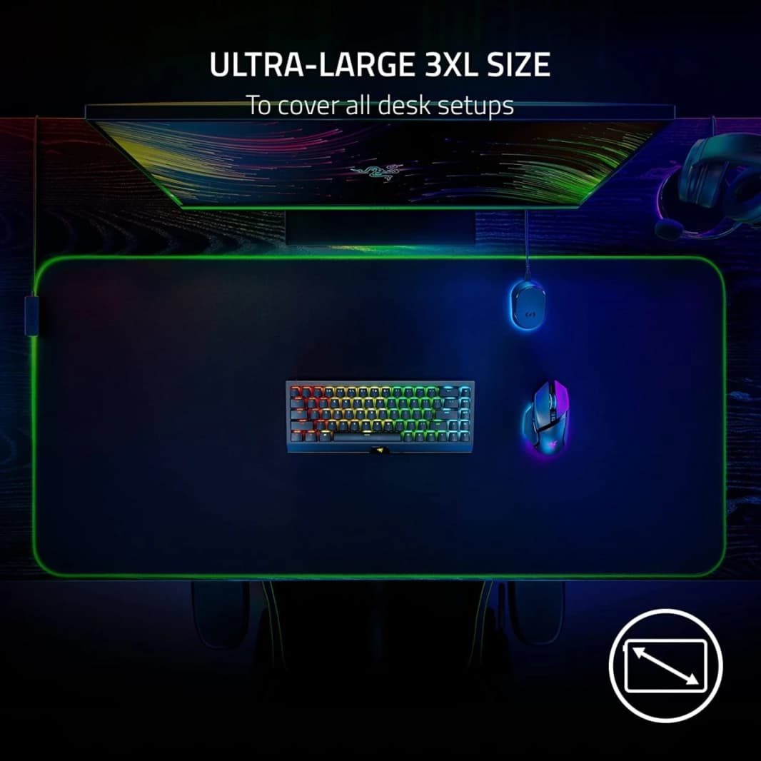 لوحة ماوس Razer Goliathus Chroma 3XL ذات سطح قماشي دقيق Chroma RGB مُحسّن لجميع إعدادات الحساسية وأجهزة الاستشعار