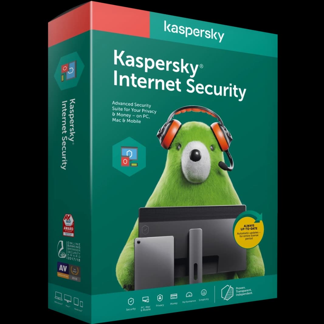 أمان الإنترنت Kaspersky Lab (في الوقت الفعلي مكافحة الفيروسات وحماية الدفع عبر الإنترنت) لجهازان 1 سنة