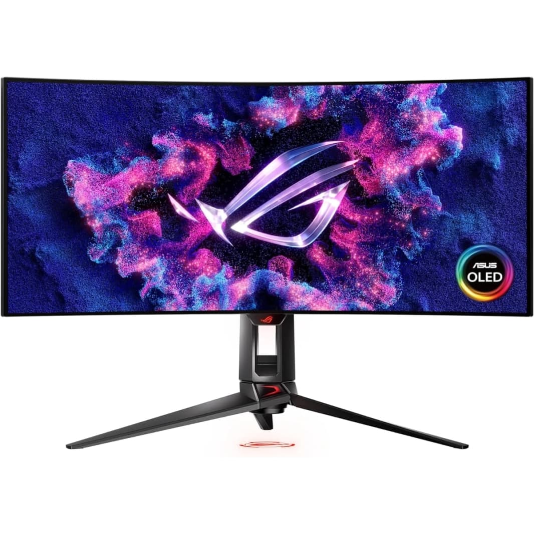 ASUS ROG SWIFT PG34WCDM 34 "OLED Ultrawide 800R منحني 4K 240Hz 0.03MS HDR 400 G-SYNC DISTINCENCENT W/ KVM ، USB-C ، HDMI 2.1
