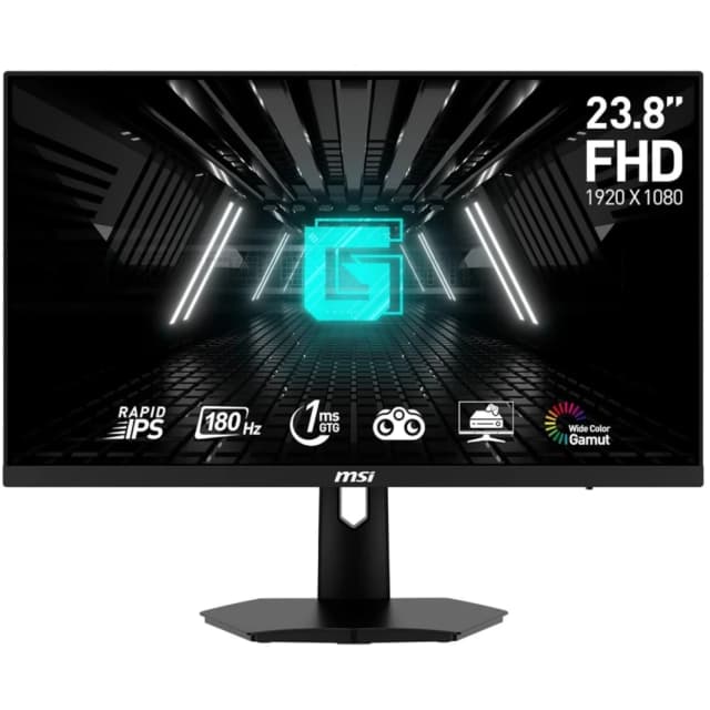 MSI G244F E2 24 "IPS السريع 1ms Full HD 180Hz FreeSync 180 ٪ SRGB الرؤية الليلية واللون gamut w/ 2x HDMI ومنفذ العرض - الأسود