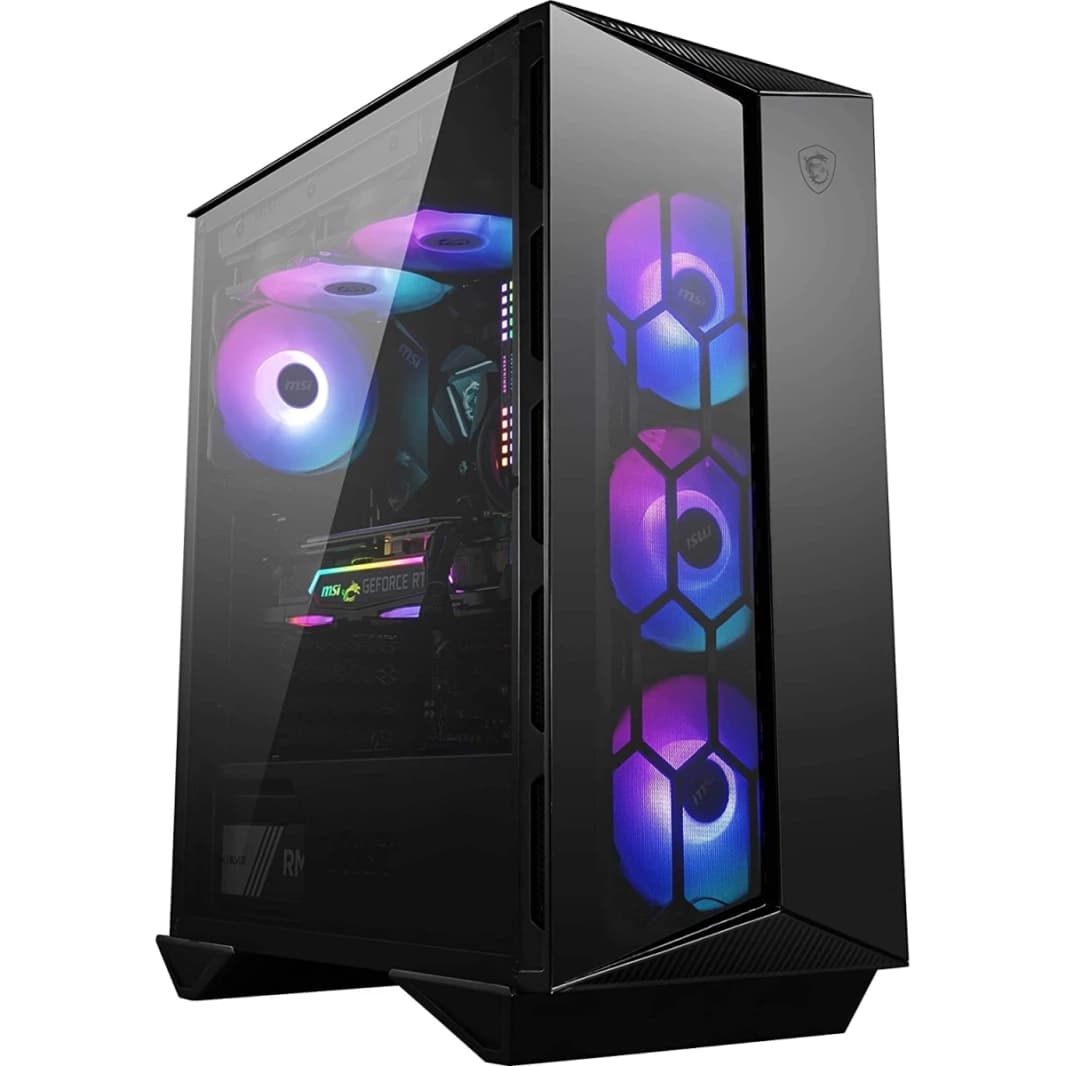 MSI MPG Gungnir 110R Premium Mid -Fower Gaming PC Case 4 X Argb 120mm Fans Support Liquid Support to 360mm Maviator - Black