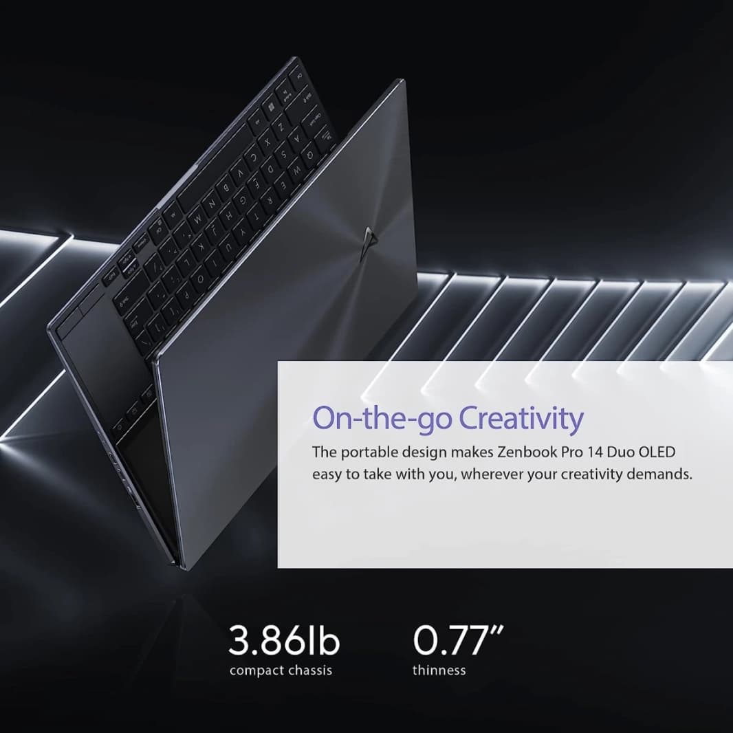 ASUS New Zenbook Pro 14 Duo OLED 14 UX8402VU Intel 13th Gen Core I9 14 CORES Dual Monitor Touch Screen W/ NVIDIA RTX 4050 - Tech Black