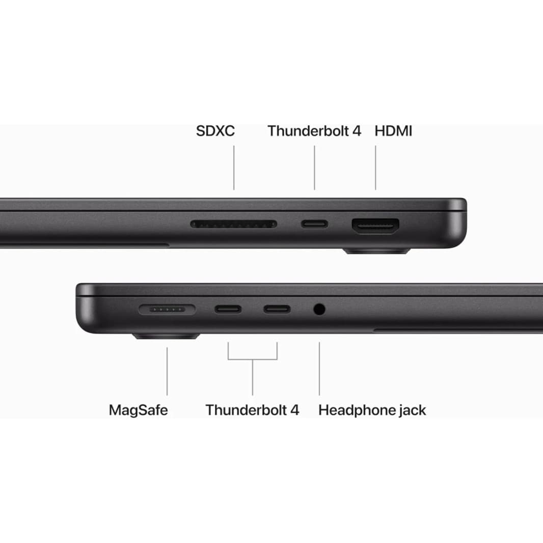 Apple MacBook Pro 14 (أواخر 2023) Apple M3 Max (1TB/36GB) 14 - CROE CPU و 30 -MCROE GPU RETINA XDR 120Hz - Space Black