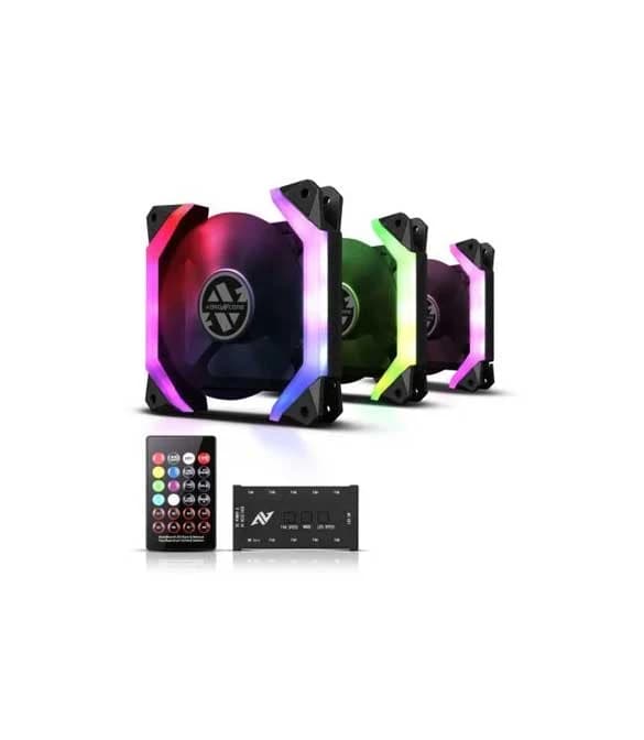 مراوح ABKONCORE SP120 ARGB 5V SPECTRUM SYNC 3IN1 مقاس 120 مم على شكل عنكبوت مع مجموعة جهاز تحكم عن بعد