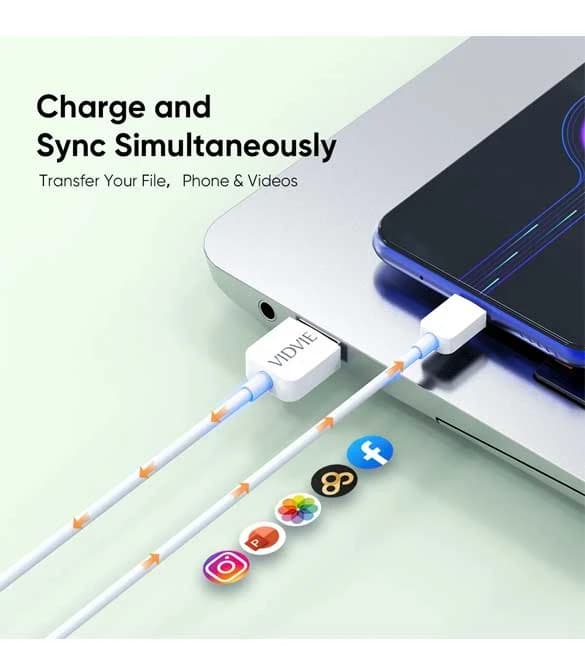 VIDVIE CB412 2.1A USB C Data Cable 100CM