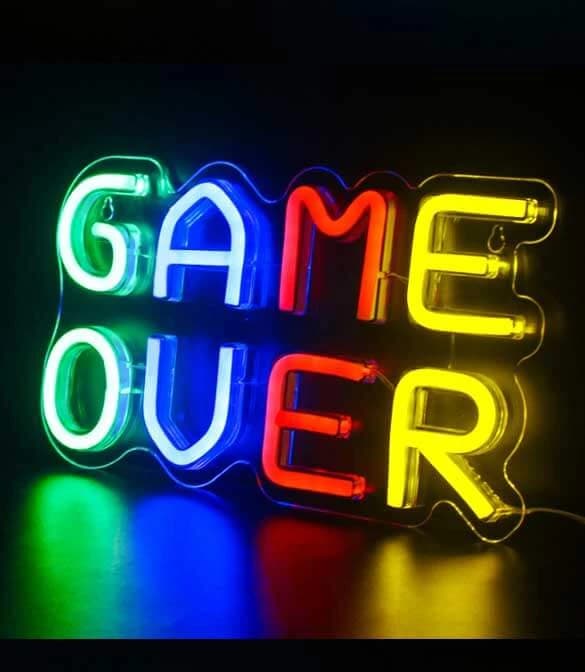 لافتات نيون أكريليكية مكتوب عليها Game Over