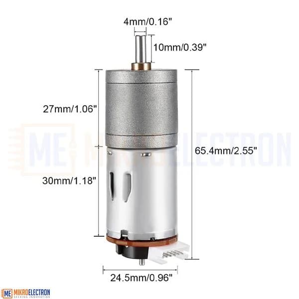 25GA-370 12V 125 RPM DC Motor with Encoder