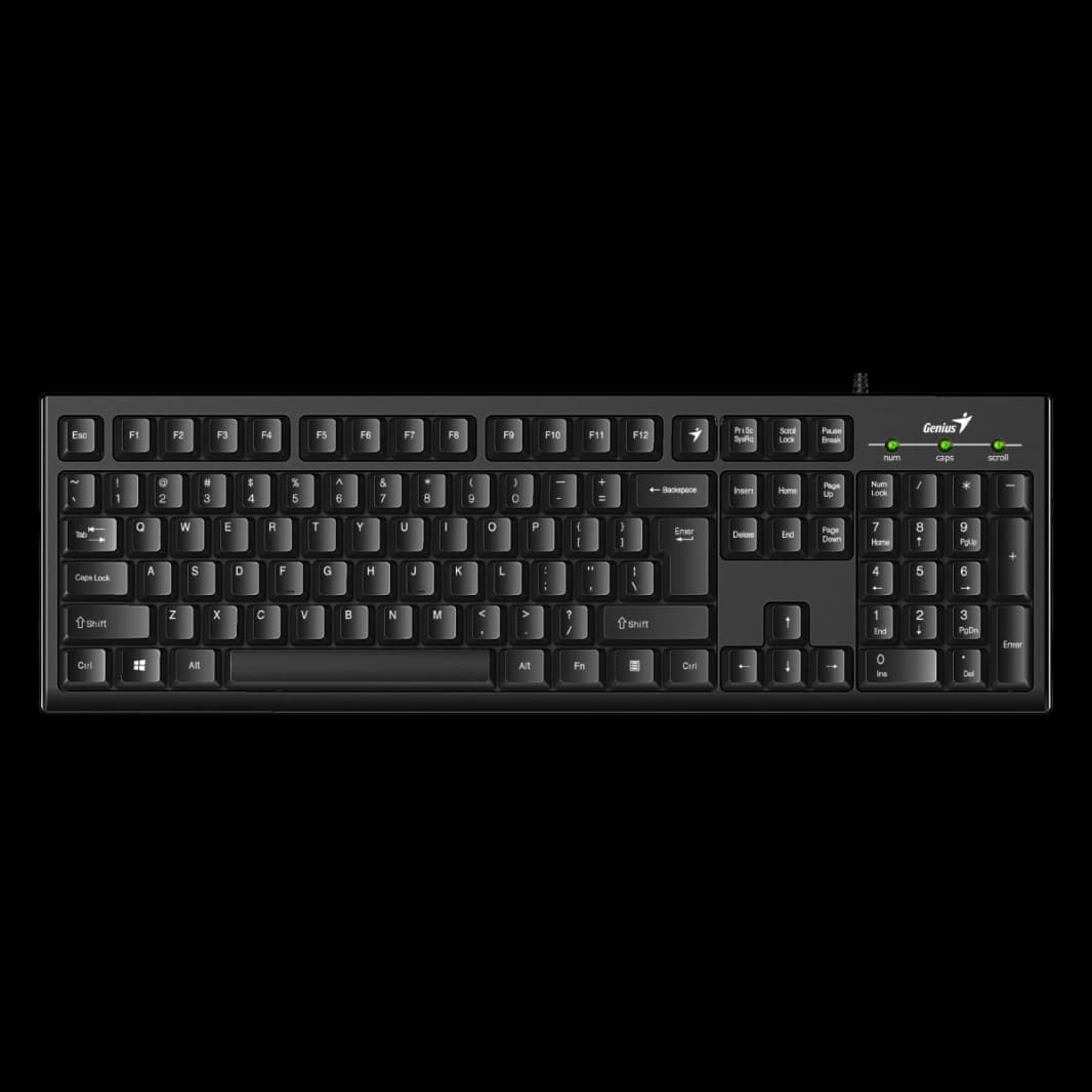 لوحة مفاتيح Genius KB-100 سلكية بمنفذ USB باللون الأسود