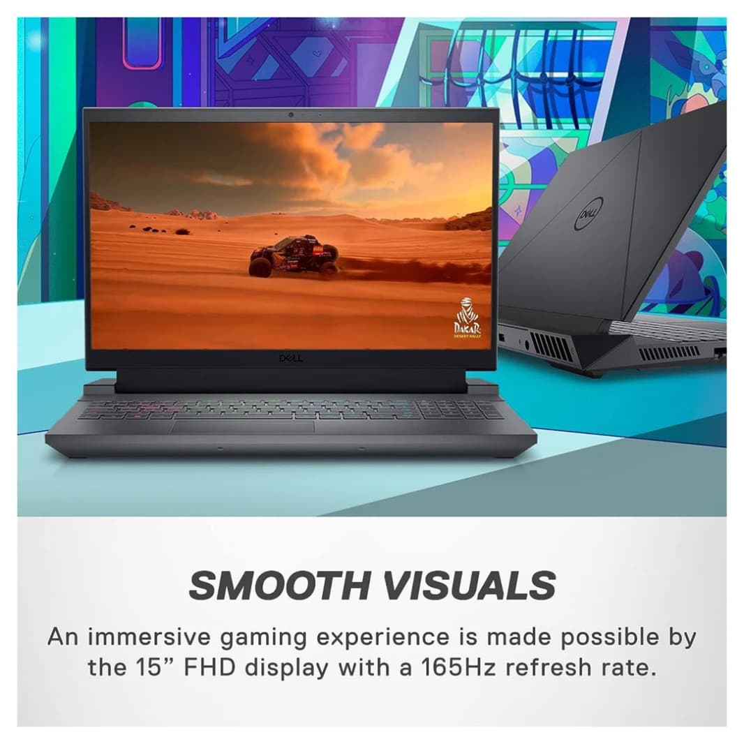 كمبيوتر محمول للألعاب Dell G15 5530 - Intel Core i7-13650HX، NVIDIA GeForce RTX 4050 6GB GDDR6، شاشة FHD مقاس 15.6 بوصة بمعدل تحديث 120 هرتز، رمادي، نظام التشغيل Windows 11 Home