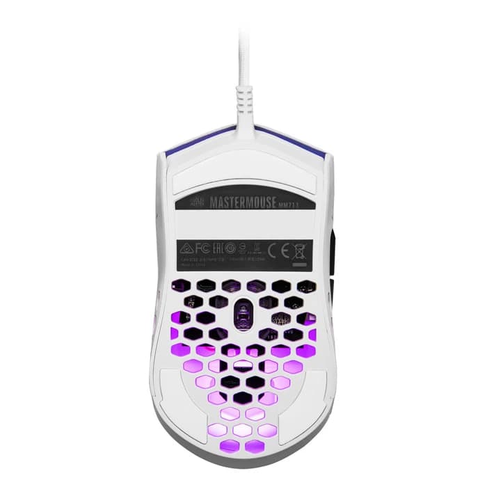 ماوس الألعاب Cooler Master MM711 Matte White RGB 60G مع ماوس ألعاب خفيف الوزن بدقة 16000 نقطة في البوصة