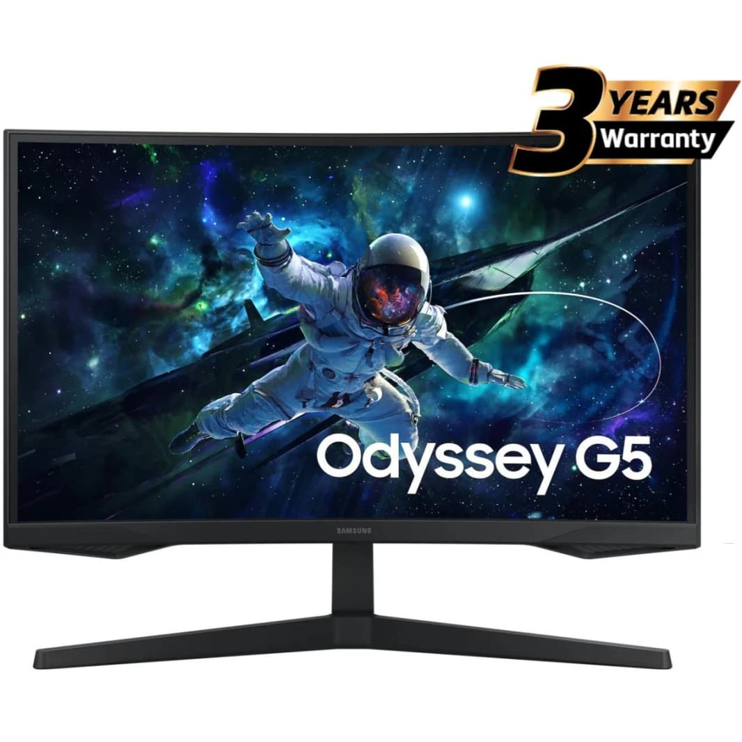 شاشة ألعاب Samsung Odyssey G5 (CG55) مقاس 27 بوصة، 2K QHD (2560 × 1440)، 165 هرتز، 1 مللي ثانية، HDR10، 1000R منحنية
