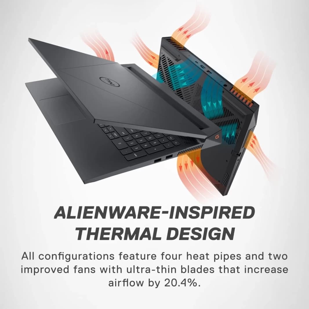 Dell G15 5530 Gaming (2023) جديد معالج Intel Core i5 13450HX 10-Cores من الجيل الثالث مع Nvidia RTX 3050 6GB DDR6 وشاشة IPS 120Hz وضمان لمدة 3 سنوات