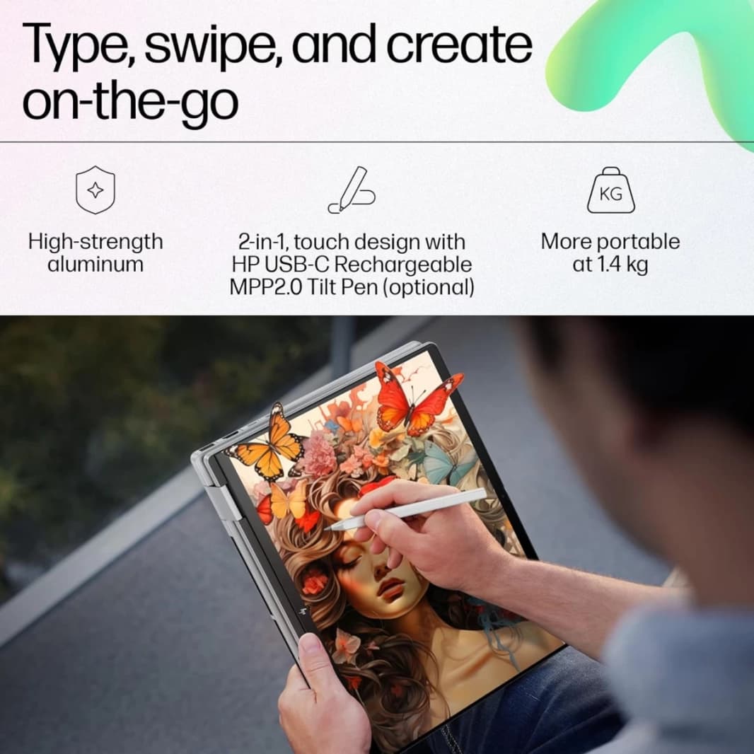 شاشة لمس 2 في 1 جديدة من HP Envy X360 مقاس 14 بوصة (2024) 14-es1023dx بمعالج Intel Core 7 10 أنوية - فضي