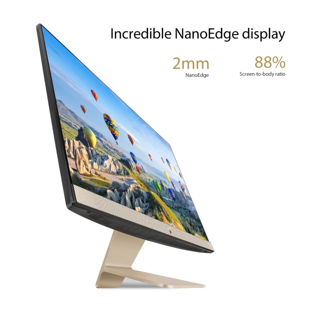 كمبيوتر مكتبي ASUS Vivo V241 AIO All-in-One، معالج Intel Core i7 من الجيل الحادي عشر، رباعي النواة، شاشة 24 بوصة بدون لمس - ذهبي