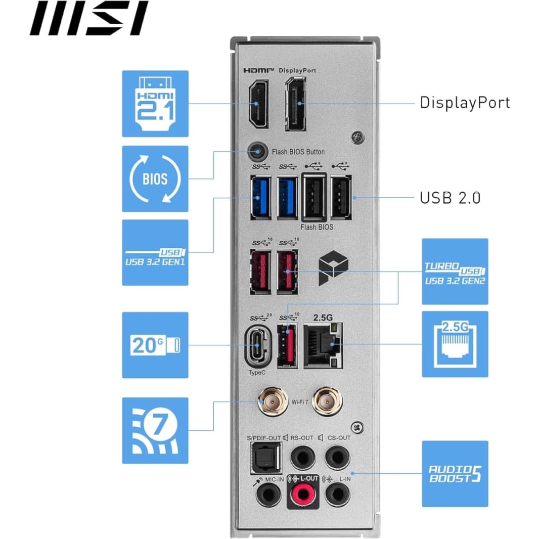 MSI PRO Z790-A MAX WiFi 7 ProSeries DDR5 Supports 14th/13th Gen LGA 1700 PCIe 5.0 2.5Gbps LAN USB 3.2 Gen2 Mainboard