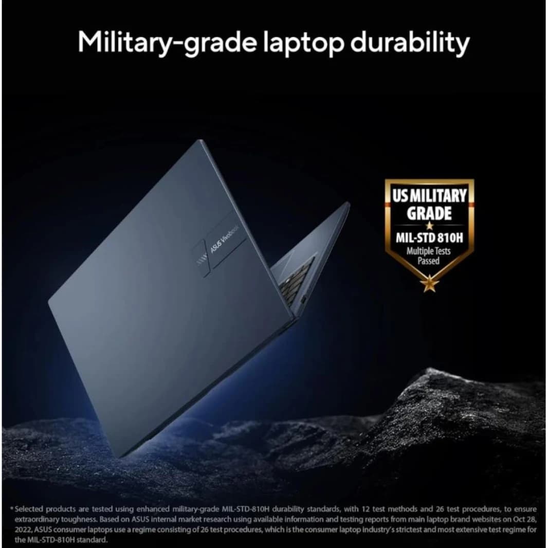 لابتوب ASUS Vivobook 15، Intel Core i3-1315U، 12 جيجا بايت DDR4 (مخصص)، 256 جيجا بايت SSD، 15.6 بوصة FHD، أزرق هادئ، رفيع وخفيف - الجيل الثالث عشر