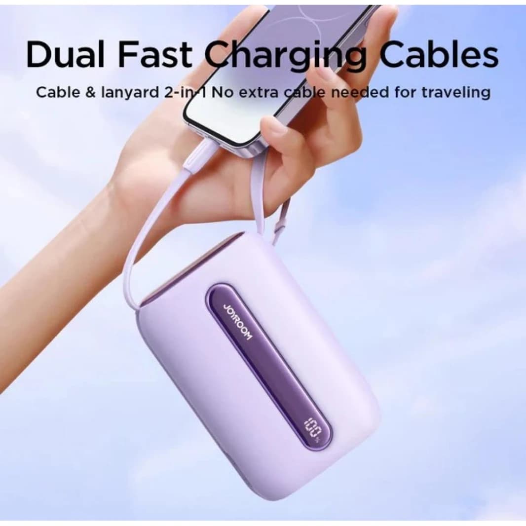بطارية شحن صغيرة Joyroom JR-L012 Plus Colorful Series مع كابلات مزدوجة 20000 مللي أمبير في الساعة ضمان لمدة 18 شهرًا (أبيض)