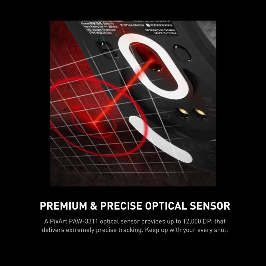 MSI Clutch GM31 Lightweight Wireless Ergonomic Gaming Mouse & Charging Dock, 12K DPI Optical Sensor, 60M Omron Switches, Fast-Charging 110Hr Battery, RGB Mystic Light, 5 Programmable Buttons