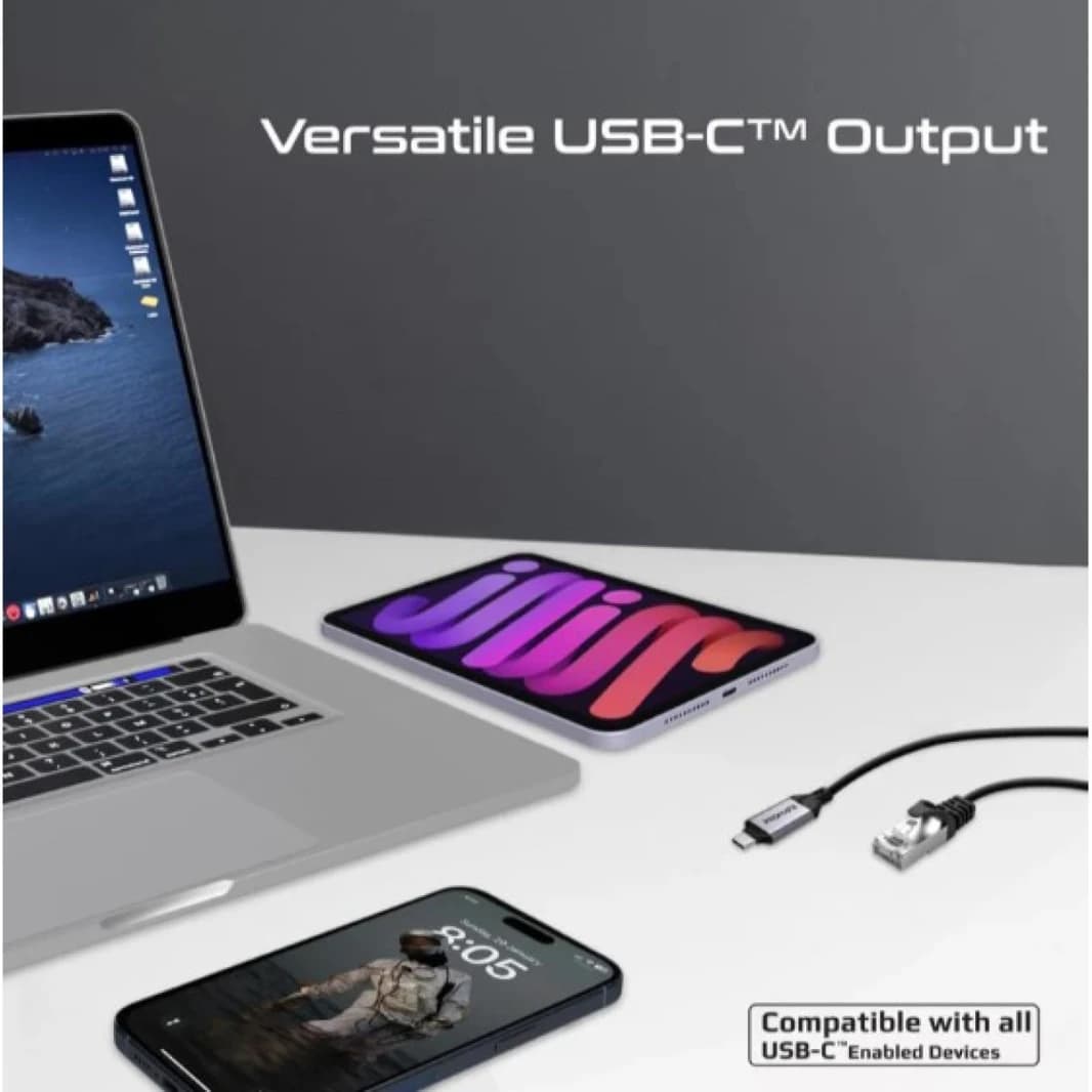 كابل بروميت عالي السرعة من USB-C إلى Gigabit Ethernet بطول 5 أمتار وسرعة 1000 ميجابت في الثانية لجهاز توجيه أو مودم أو محول شبكة RJ45
