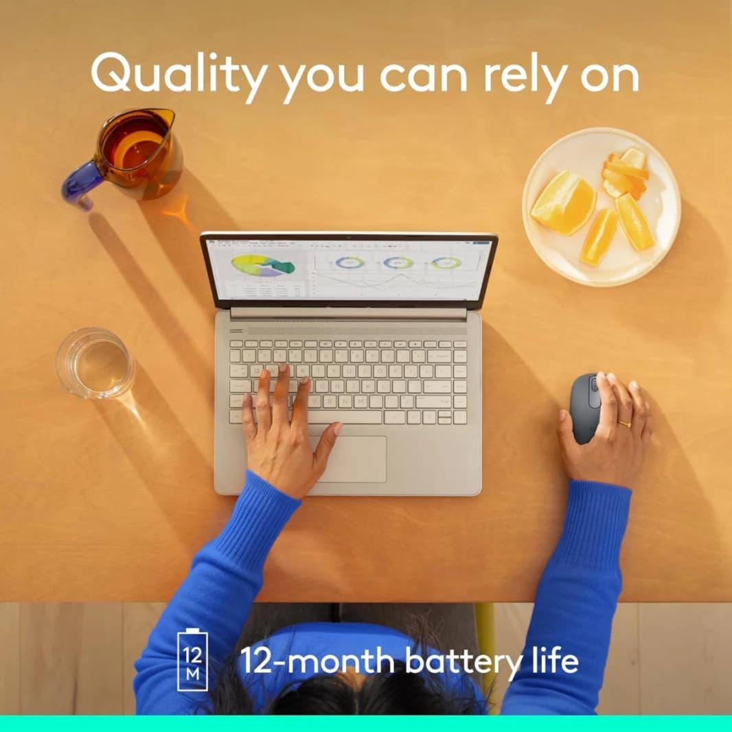 سماعة الرأس Logitech M196 اللاسلكية المدمجة والمحمولة بتقنية البلوتوث، بطارية تدوم 12 شهرًا، تتبع سلس، متوافقة مع أجهزة الكمبيوتر الشخصية وأجهزة Mac وWindows وmacOS - جرافيت