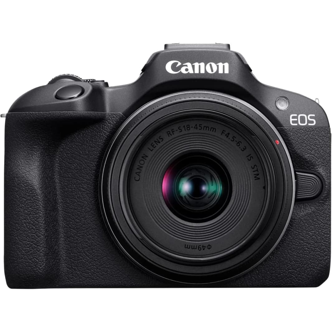 Canon EOS R100 24.1 MP Mirrorless Camera 4K 24p Video with Crop Full HD 60p Wi-Fi Bluetooth w/ RF-S18-45mm F4.5-6.3 Lens