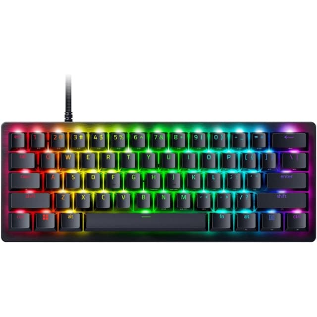 مفاتيح بصرية تناظرية للألعاب الإلكترونية Razer Huntsman V3 Pro Mini 60% مع تشغيل سريع وتعديلات مدمجة ومفاتيح Mod ثنائية الأغراض وأغطية مفاتيح PBT - أسود
