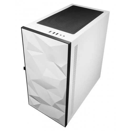DARKFLASH DLM21 MATX بتصميم لوحة أمامية مكسورة وهيكل كمبيوتر من الزجاج المقسّى - أبيض