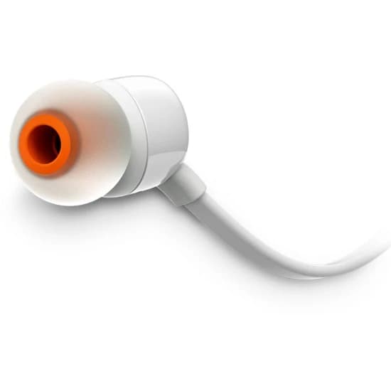 سماعات JBL TUNE 110 9MM DRIVERS PURE BASS SOUND مع ميكروفون مدمج داخل الأذن - أبيض