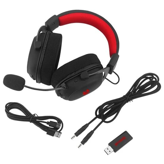 سماعة رأس REDRAGON ZEUS-X H510 اللاسلكية RGB 7.1 SURROUND SOUND ومشغلات صوت 53 مم ووسادات أذن من الإسفنج في الذاكرة وسماعات رأس للألعاب