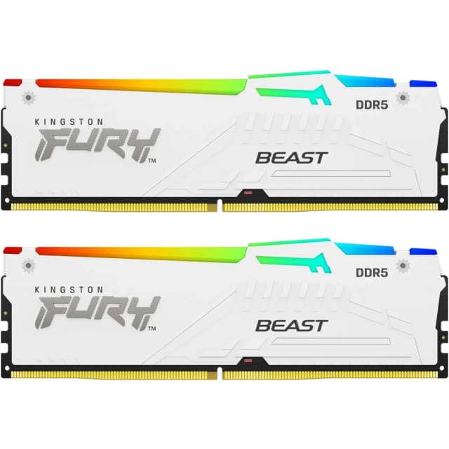 ذاكرة وصول عشوائي KINGSTON FURY BEAST سعة 32 جيجابايت (2x16 جيجابايت) 6000 ميجا هرتز DDR5 (مجموعة من 2) - أبيض