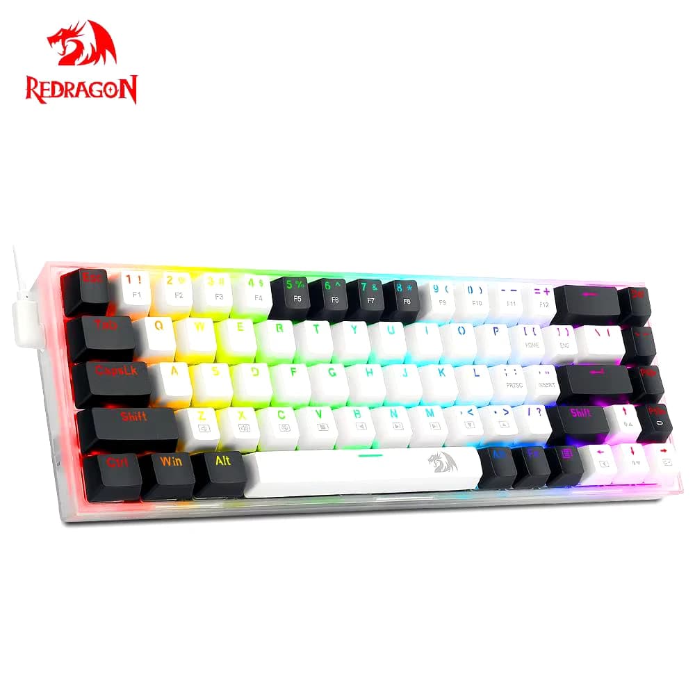 لوحة مفاتيح ألعاب ميكانيكية صغيرة USB RGB من REDRAGON TS68-B مزودة بمفتاح أحمر وأزرق و68 مفتاحًا للكمبيوتر الشخصي والكمبيوتر المحمول