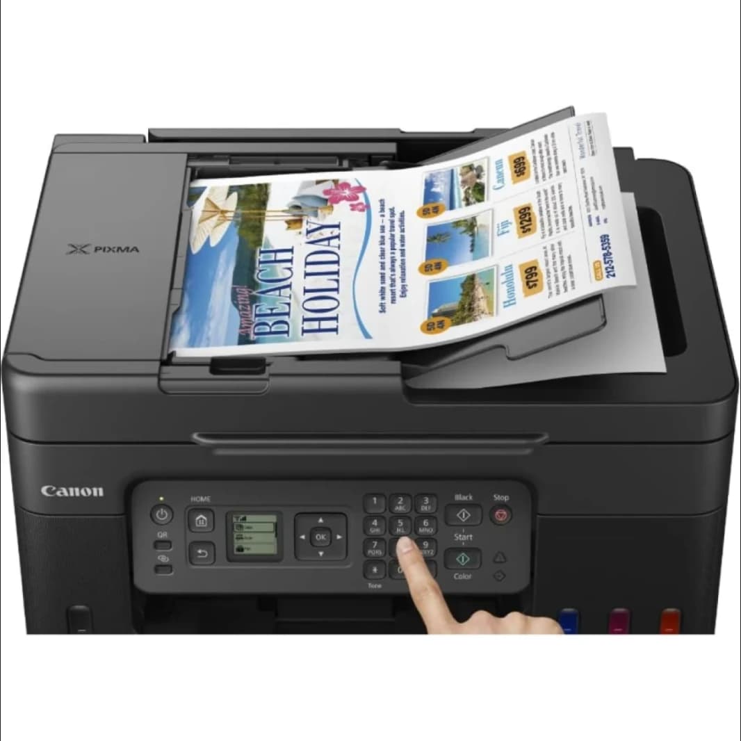 Canon Pixma G4470 Ink Tank Wi-Fi Wireless A4 4800 × 1200 نقطة في البوصة ، 4in1 نسخة ، طباعة ، مسح ، فاكس بالإضافة إلى مواد تولي