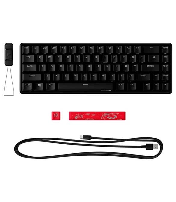 HYPERX ALLOY ORIGINS 65 MECHANICAL GAMING KEYBOARD COMPACT 65% FORM FACTOR LINEAR RED SWITCH DOUBLE SHOT PBT KEYCAPS
