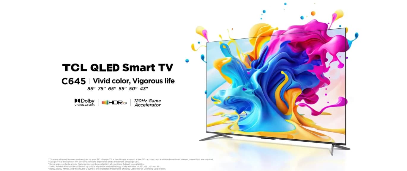 TCL QLED 50C645 HDR10, 120HZ, HDMI1.4 HDCP1.4, HDCP2.2,AIPQ PROCESSOR,DOLBY VISION-ATMOS