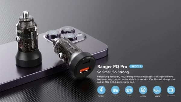 روكروز الحارس PQ برو 30W ميناء مزدوج شاحن سيارة PD & QC 3.0