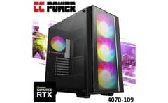 '- معالج إنتل Core i7 الجيل 12 بعدد 12 نواة، مع كرت شاشة RTX 4070 سعة 12 جيجابايت DDR6 وتبريد هوائي متقدم (Advanced Air Cooler)