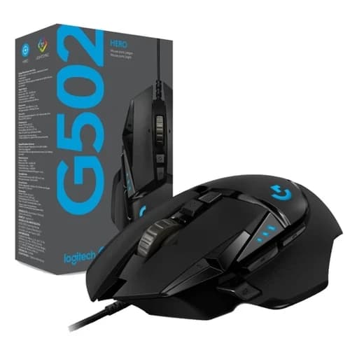 Logitech G502 HERO Wired HERO Sensor 25,600 DPI RGB Adjustable Weights 11 Progra
