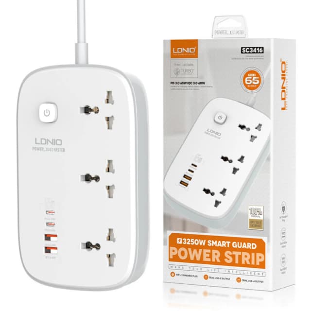 LDNIO SC3416 أحدث 65W GAN UK/US/EU SLAP