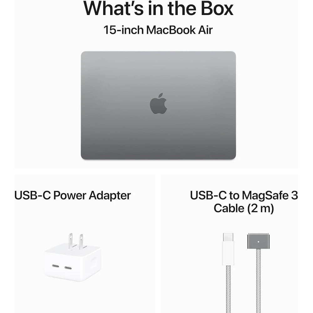Apple MacBook Air 2024 "Apple M3 8-core مع وحدة معالجة الرسومات 10-core ، ذاكرة الوصول العشوائي 8 جيجا بايت ، 512 جيجابايت SSD ، 13.6 ″ بوصة (2560 × 1664) اللون الرمادي" mrxp3ll/a