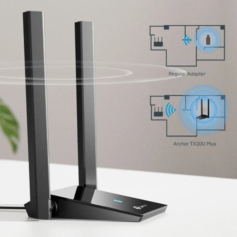 TP-Link AX1800 الهوائيات المزدوجة عالية مكسب محول USB اللاسلكي [Archer TX20U Plus]