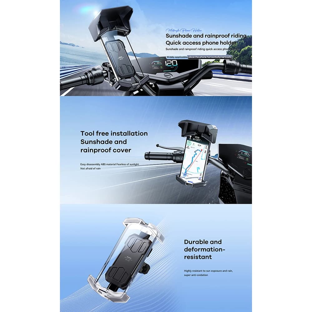 Remax RM-C53 Sunshade و Rainproof Cycling Mobile حامل