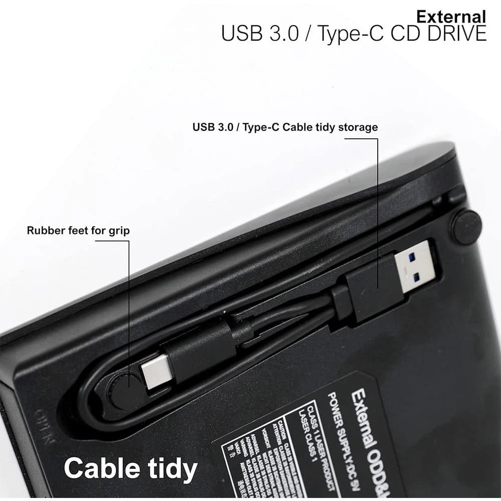 محرك أقراص DVD الخارجي المحمول (USB 3.0 + Type-C) [HI-0301-EDD]
