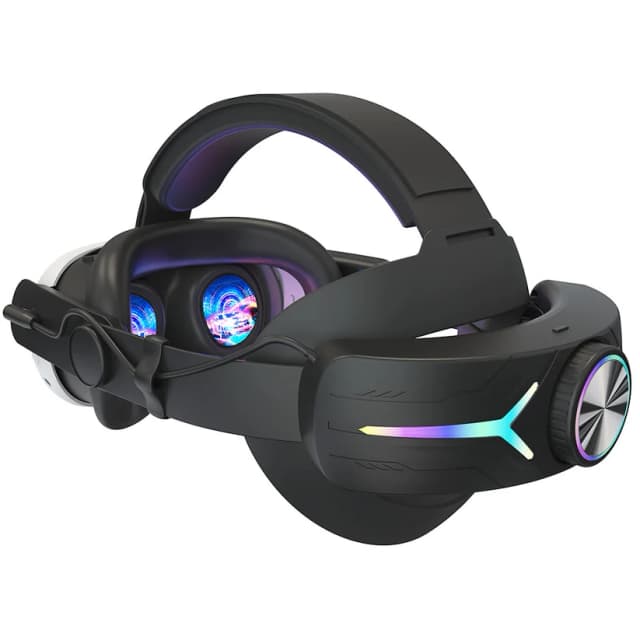 RGB Adjustable VR Head Strap for Meta Quest 3 Reduce Face Pressure Head Strap Built-in 8000mAh Battery for Meta Quest 3 Headset_ Black
