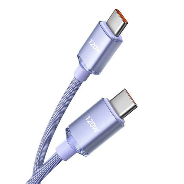Purple 120W Braided USB C to USB C Cable – 1M