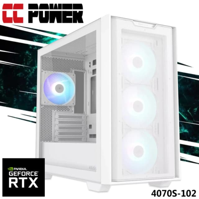 CC Power 4070S-102 Gaming PC 7Gen AMD Ryzen 7 7800X3D 8-Cores w/ Nvidia RTX 4070 SUPER 12GB DDR6 & Liquid Cooler