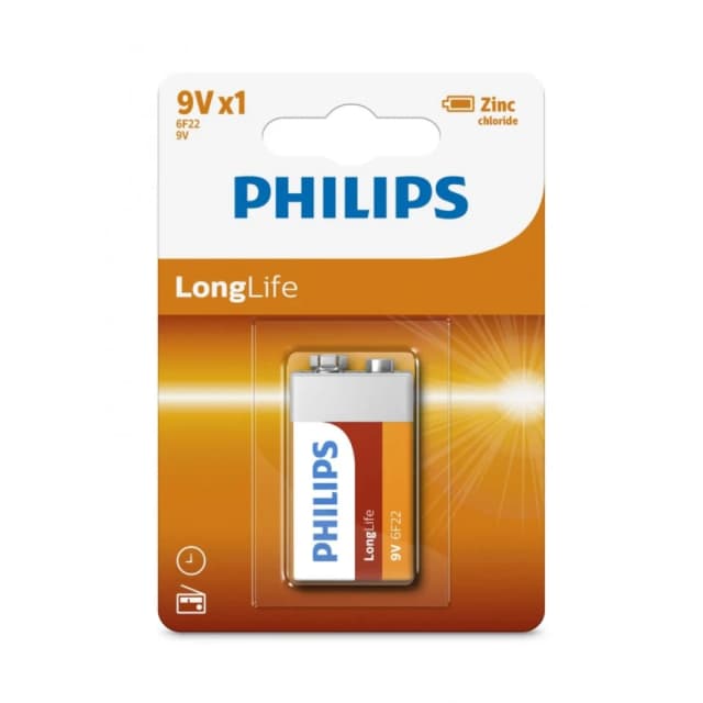 Philips LongLife Zinc Batteries 9V - Pack of 1